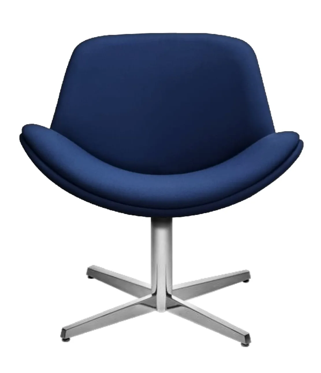 Poltrona Wave azul com base giratória cromada